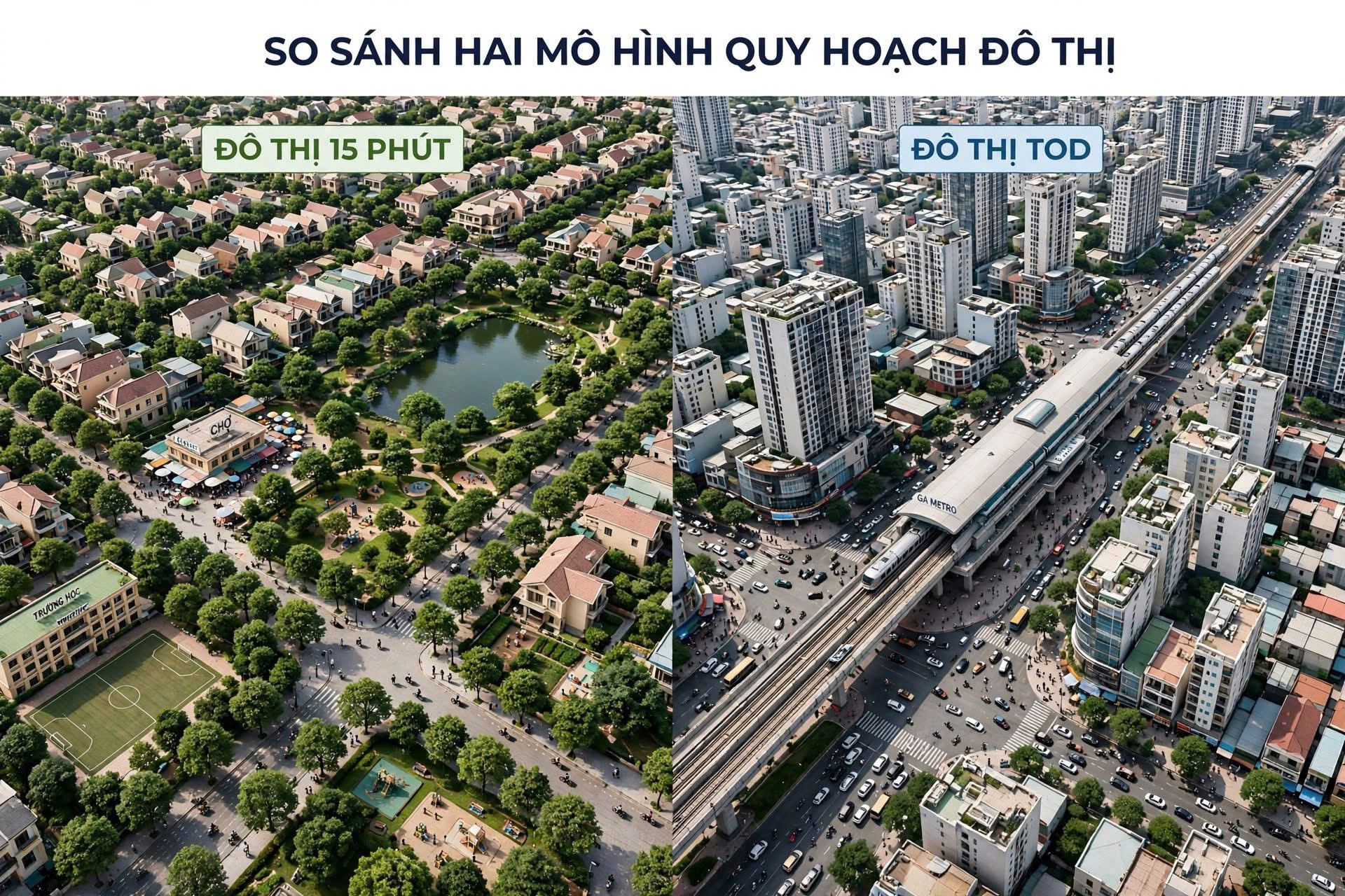ĐÔ THỊ 15 PHÚT VÀ TOD: ĐÂU LÀ KHÁC BIỆT CỐT LÕI?